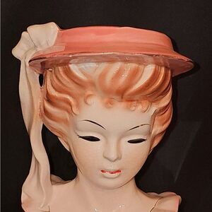 Vintage Ceramic Lady Head Vase 7”